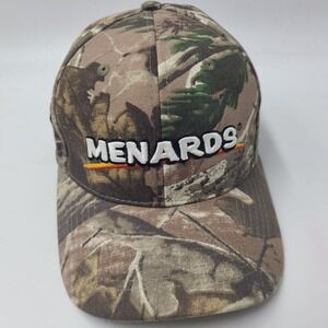 Menards Hat Adjustable Camo Brown Green Eaton Tarkett Logo Side Pocket Promo Men